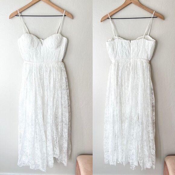 Sau Lee Selena Lace Sweetheart Midi Dress in White Bridal Wedding 0 - Picture 9 of 14